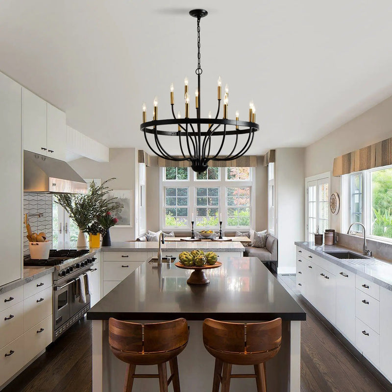 15-Light Industrial Iron Candle Chandelier Modern Farmhouse Pendant Light by HouseOfZazla