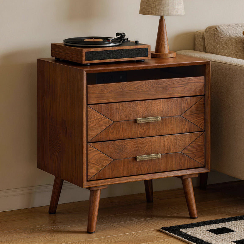 24" Nightstand with Charging Station and Two Drawers by HouseOfZazla