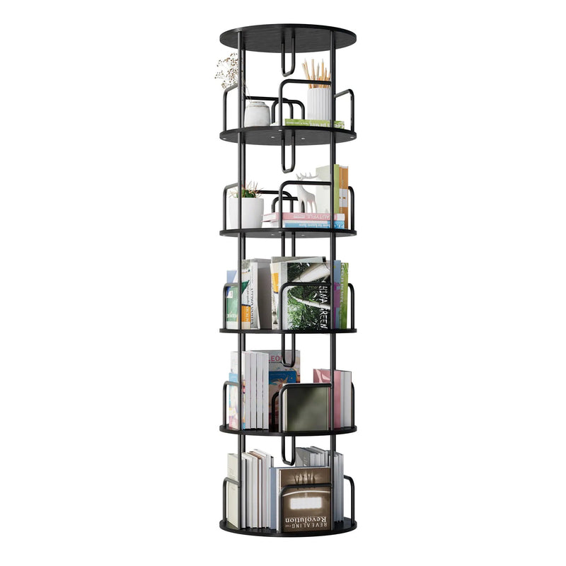 Rotating Bookshelf Tower 5 Tier Spinning 360 Degree Revolving Storage Shelf by Unique Piece Furniture