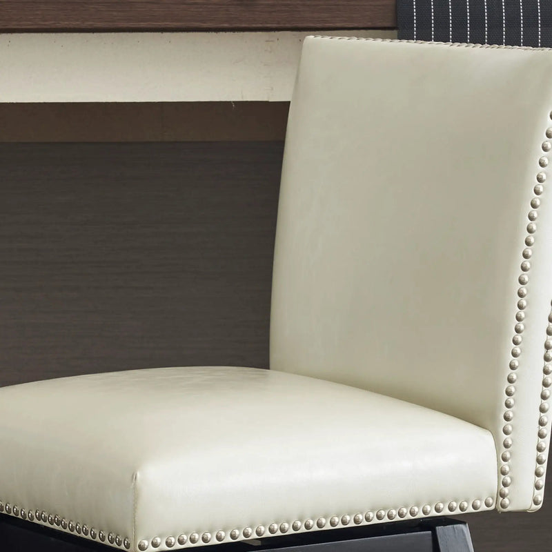 Upholstered Swivel Bar Stools High Back (Set of 2) - Cream White by Unique Piece Furniture