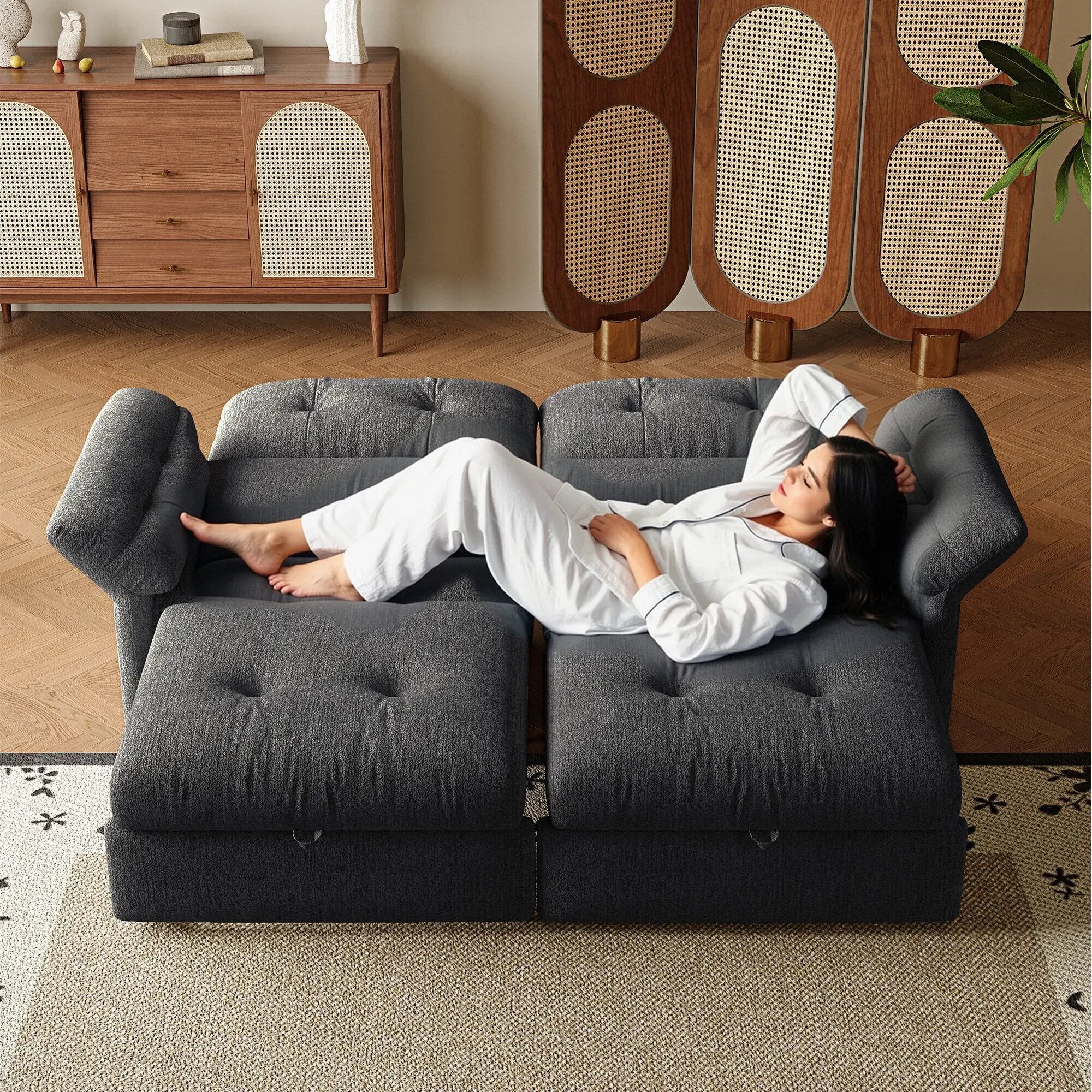 Multi-Functional Sofa Bed - 81.5 Inch Plush Chenille Sofa by HouseOfZazla