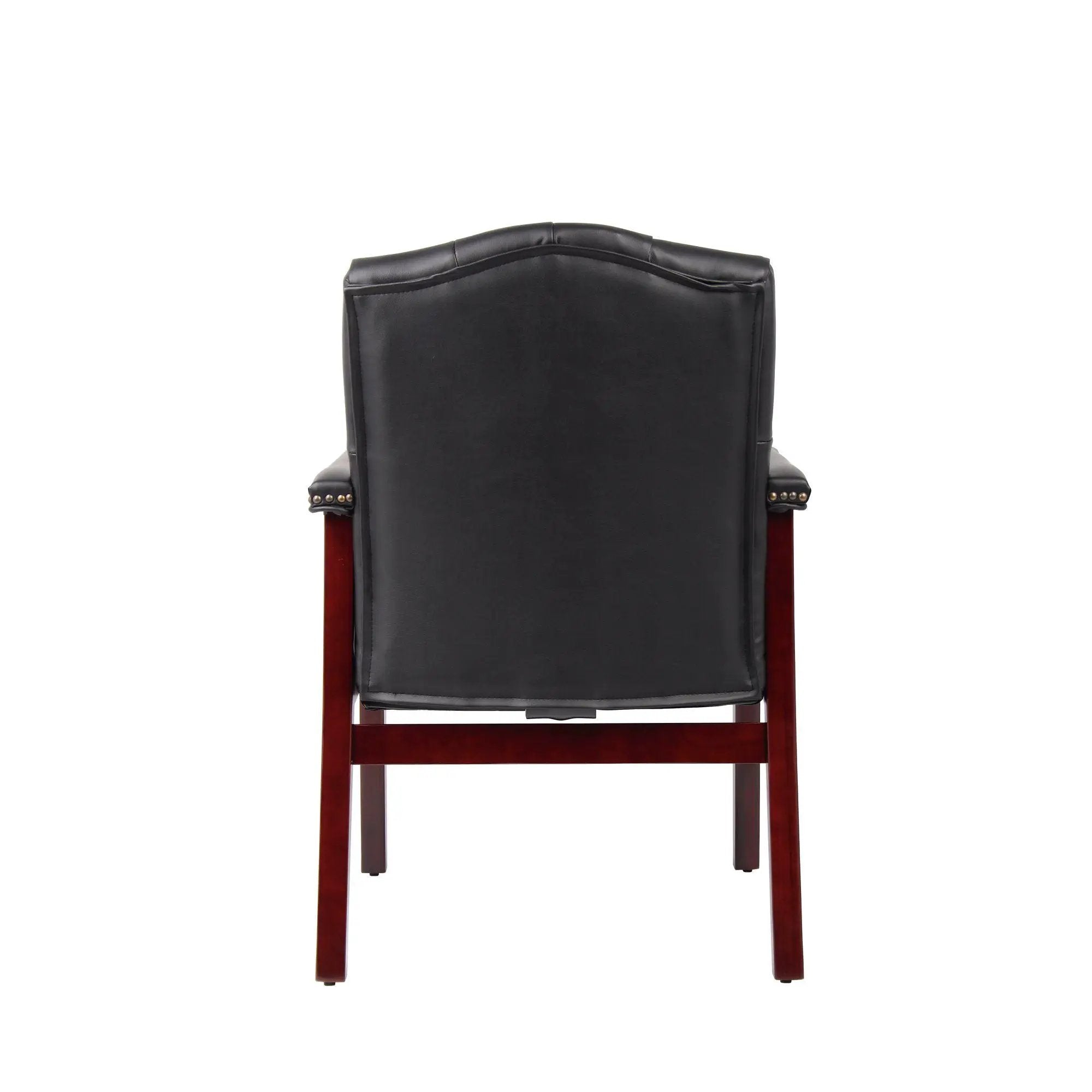 Leather Reception Guest Chairs With Padded Seat And Arms Ergonomic Mid-Back Office Executive Side Chair For Meeting Waiting Room Conference Office Guest Chairs - Black by HouseOfZazla