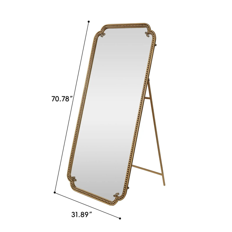 Full Length Mirror With Stand, Floor Standing Dressing For Bedroom - Antique Gold by HouseOfZazla