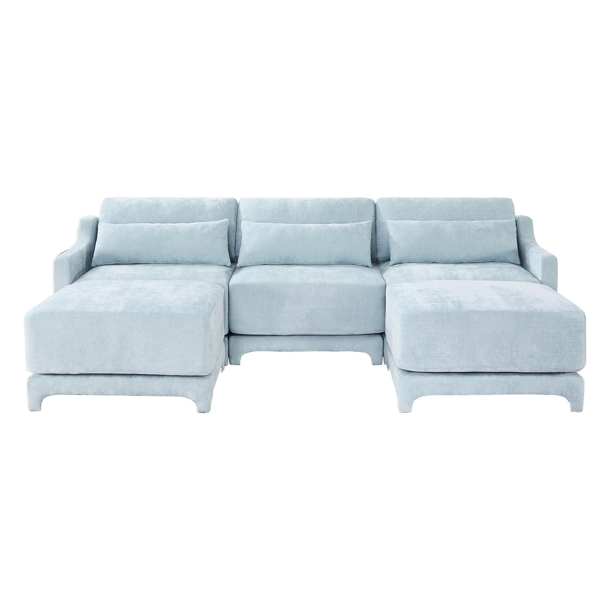 Stylish Sofa With Ottoman And Lumbar Pillows, Ergonomic Design by HouseOfZazla
