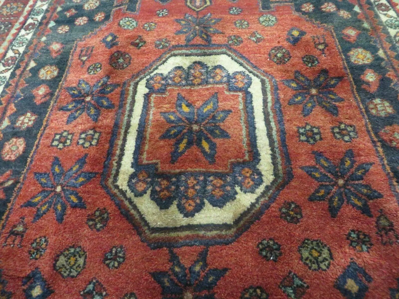 4' X 9' Antique Handmade Turkish Tribal Oriental Geometric Wool Rug # 605 by Jewel Rugs