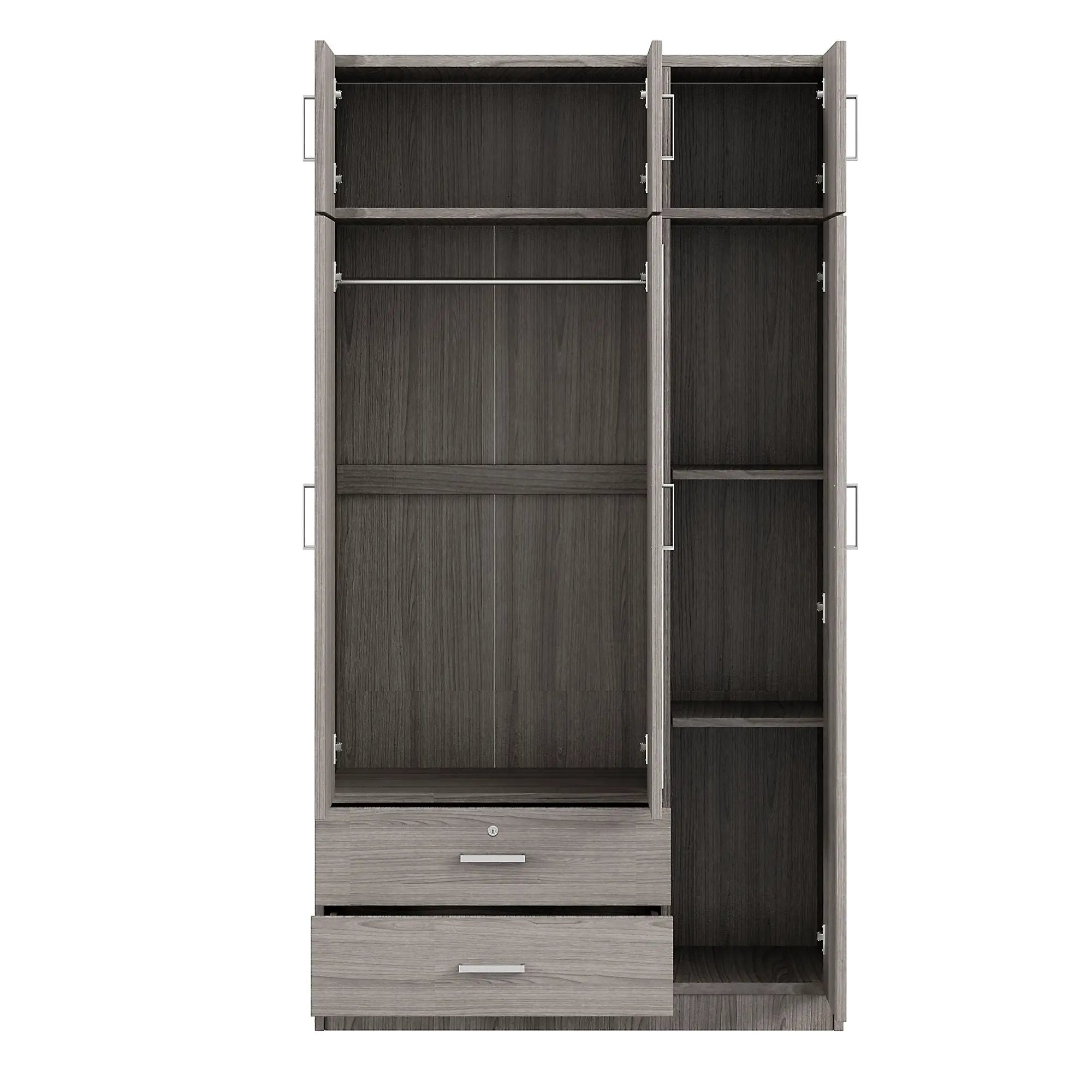 Modern 3 Door Mirror Wardrobe With 2 Drawers And Top Cabinet by Unique Piece Furniture