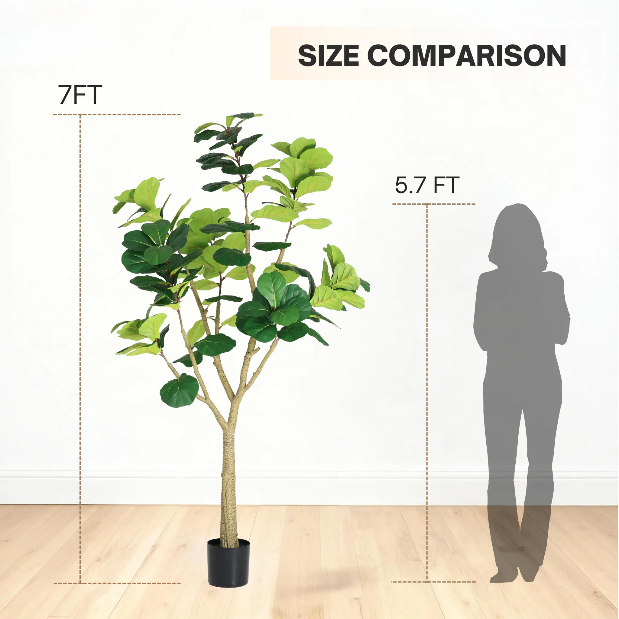 7FT Artificial Fiddle Leaf Fig Tree, Realistic Faux Potted Plant by HouseOfZazla