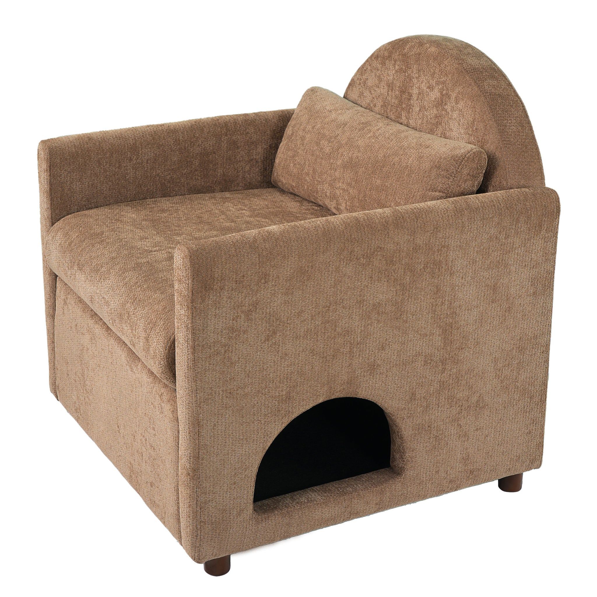 Coffee Pet Friendly Accent Chair with Hidden Pet Nook by HouseOfZazla