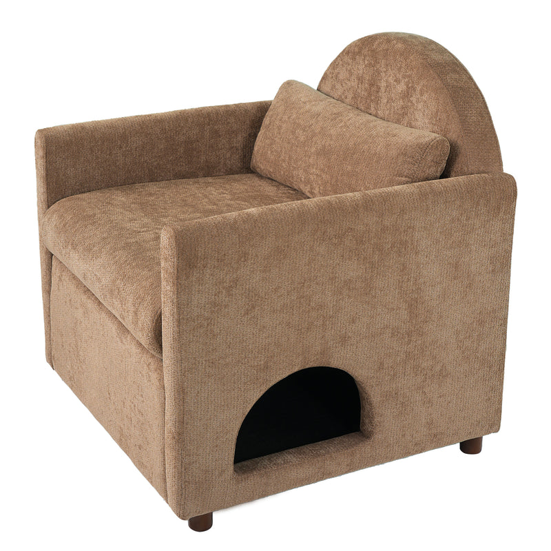 Coffee Pet Friendly Accent Chair with Hidden Pet Nook by HouseOfZazla