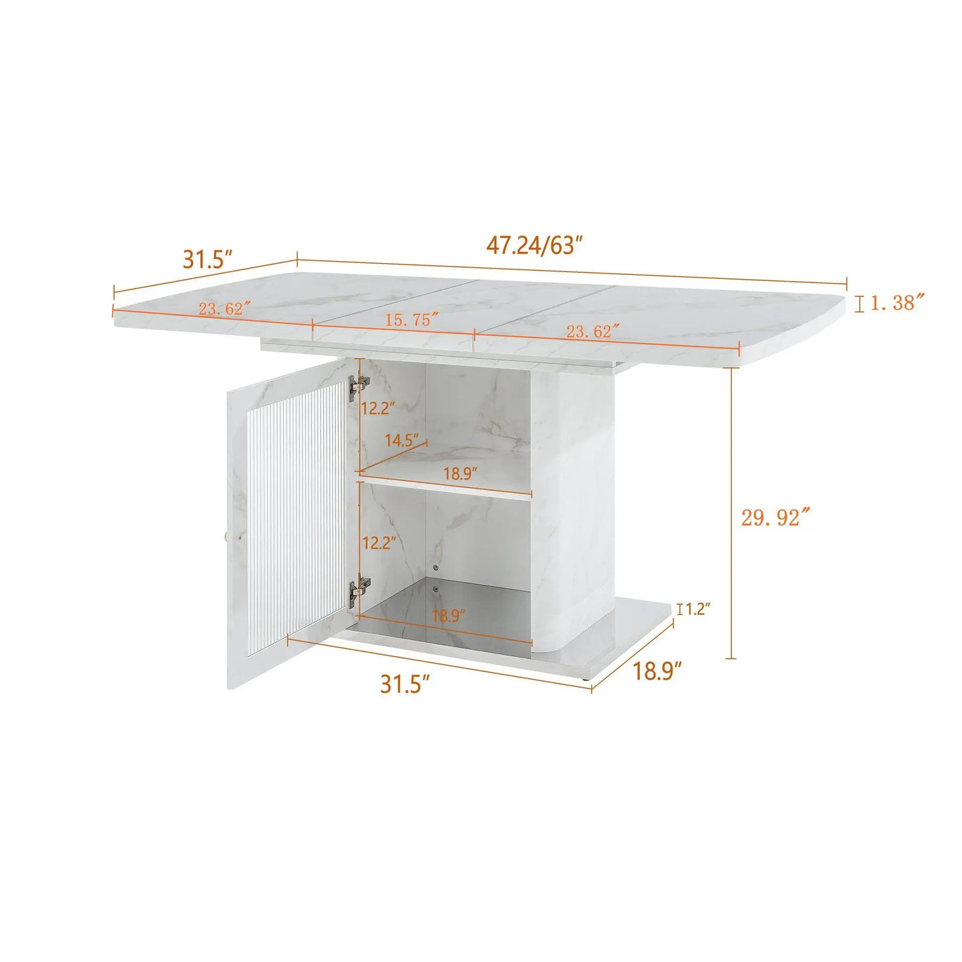 Modern Rectangle Dining Table With Stretchable Top, Storage Cabinet by Unique Piece Furniture