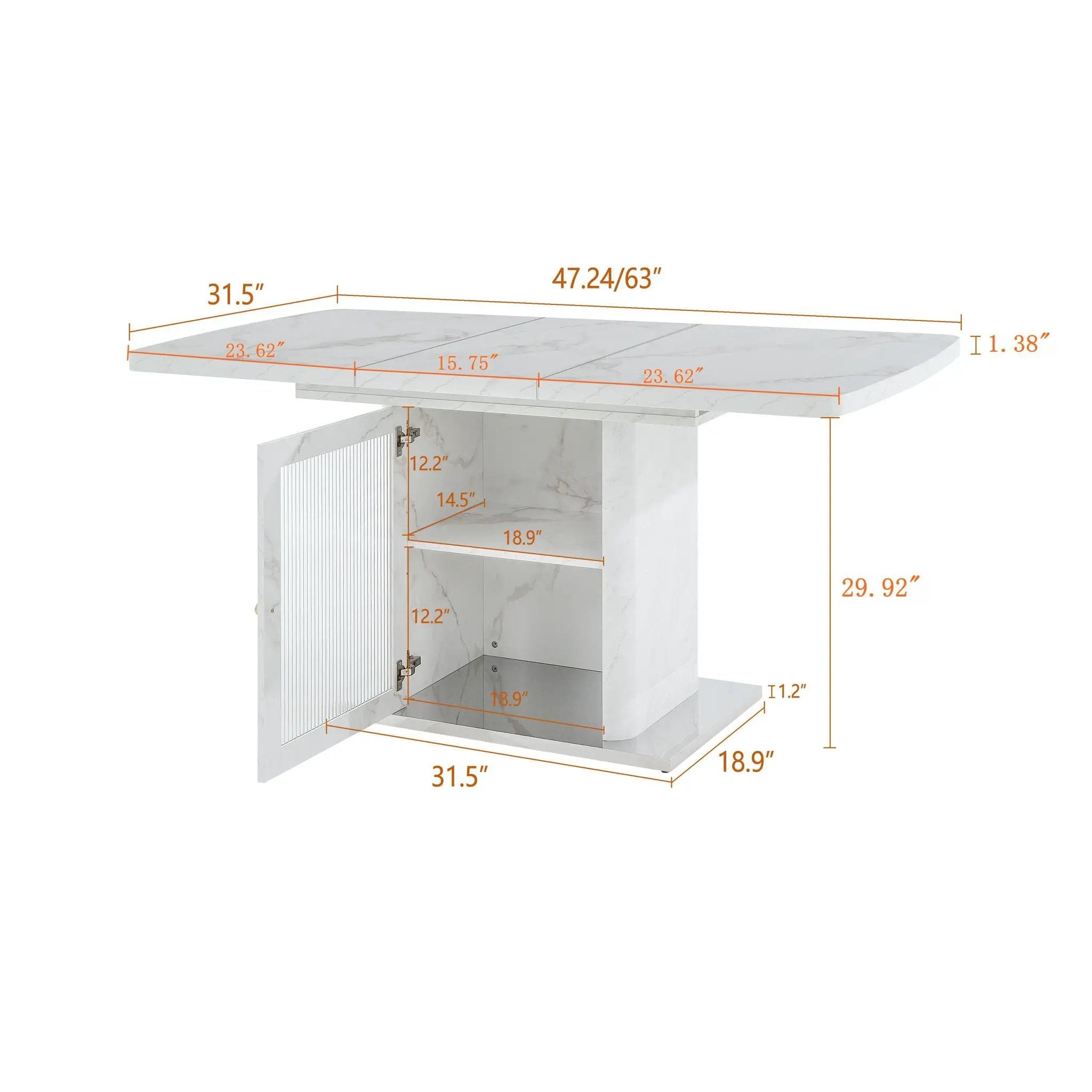 Modern Rectangle Dining Table With Stretchable Top, Storage Cabinet by Unique Piece Furniture