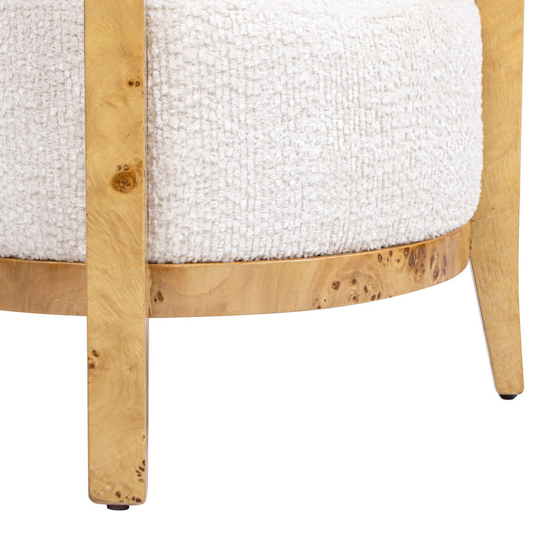 Madrid - Burl Barrel Accent Arm Chair - Seashell White by HouseOfZazla