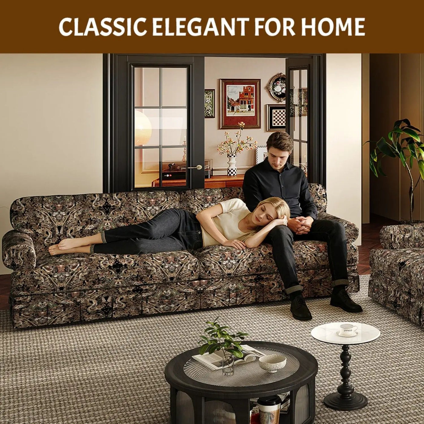 Luxuriously Comfortable Cloud Couch With Elegant Rolled Arms & Pleated Skirt Design by HouseOfZazla