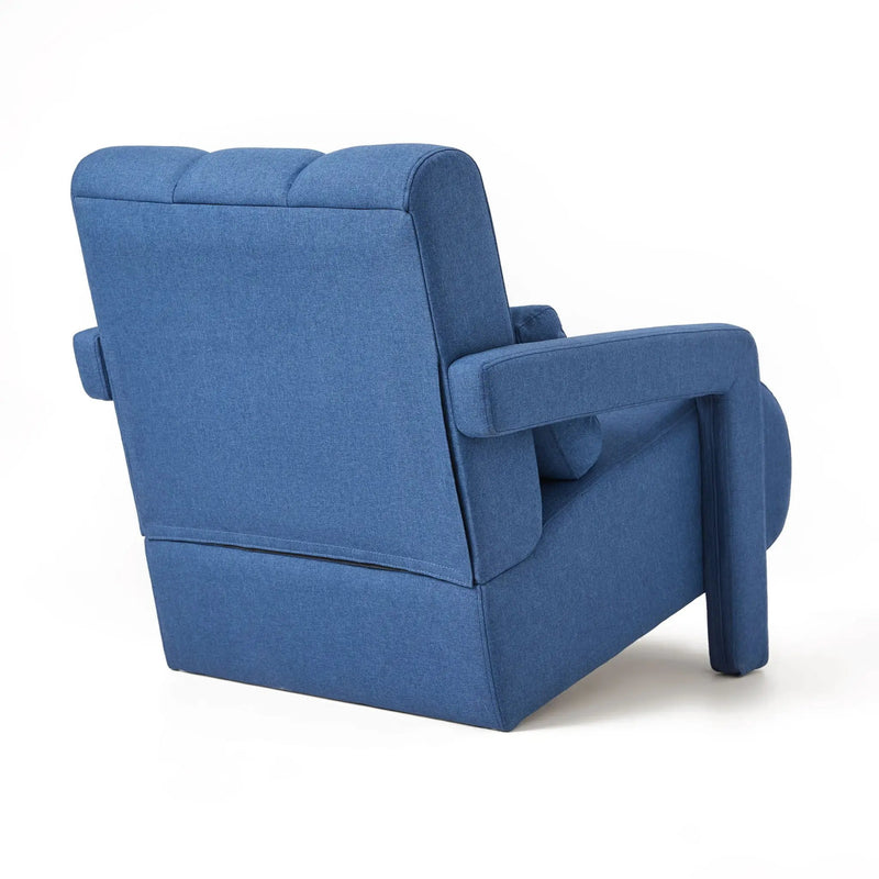Upholstered Accent Chair With Pillow, Designed For Living Room - Navy Blue by HouseOfZazla