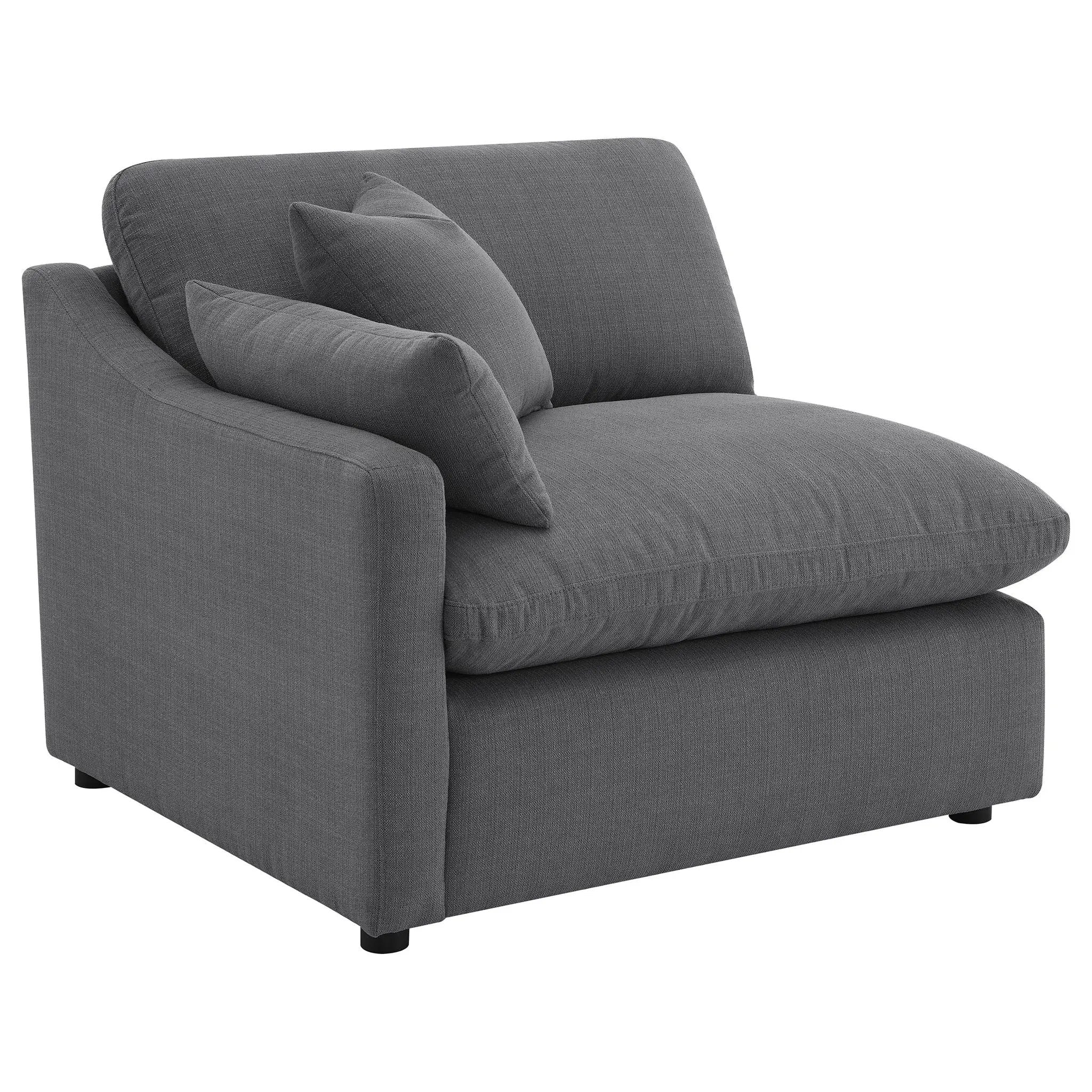 6 Piece Upholstered Modular Sectional Sofa With Reversible Cushions And Ottoman - Charcoal by HouseOfZazla