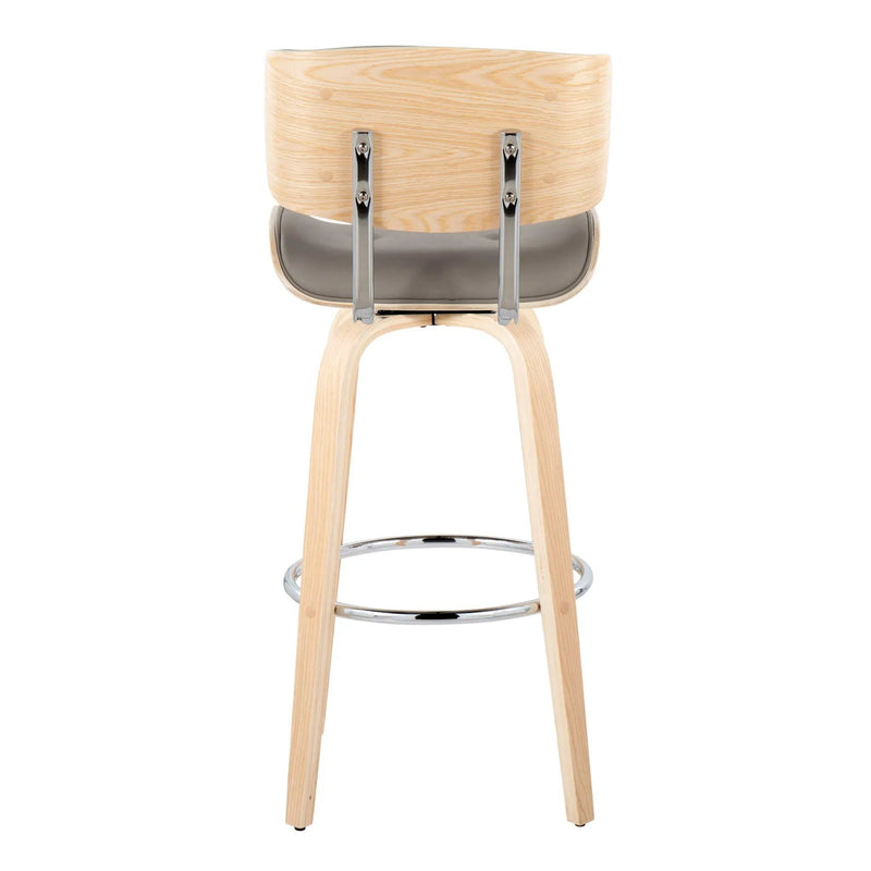 Lombardi - Mid Century Modern Fixed Height Barstool With Swivel With Round Footrest (Set of 2) by Unique Piece Furniture