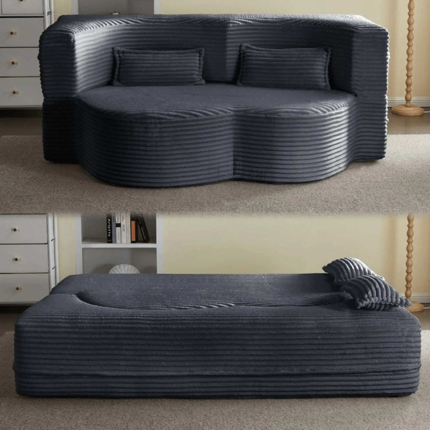 Floor Convertible Sleeper Sofa Bed With 2 Pillows by HouseOfZazla