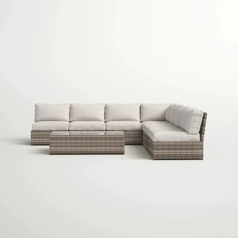 Comfortable Modern Patio Rattan Sectional Set With Cushions by HouseOfZazla