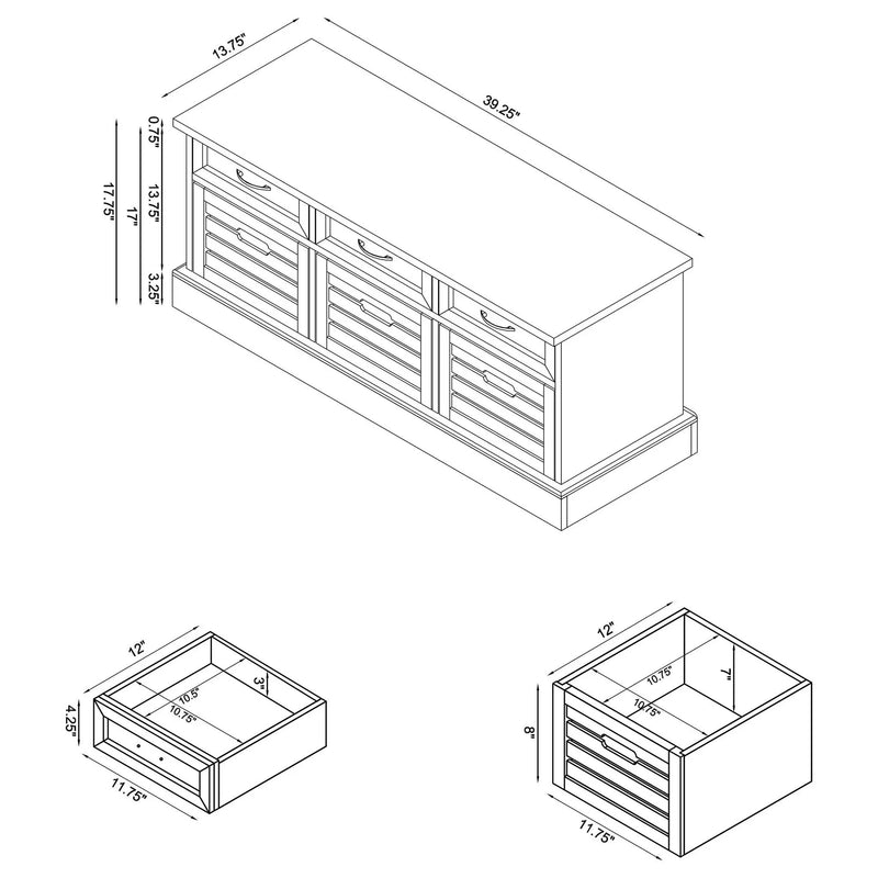 3 Drawer Storage Bench With Removable Baskets by HouseOfZazla
