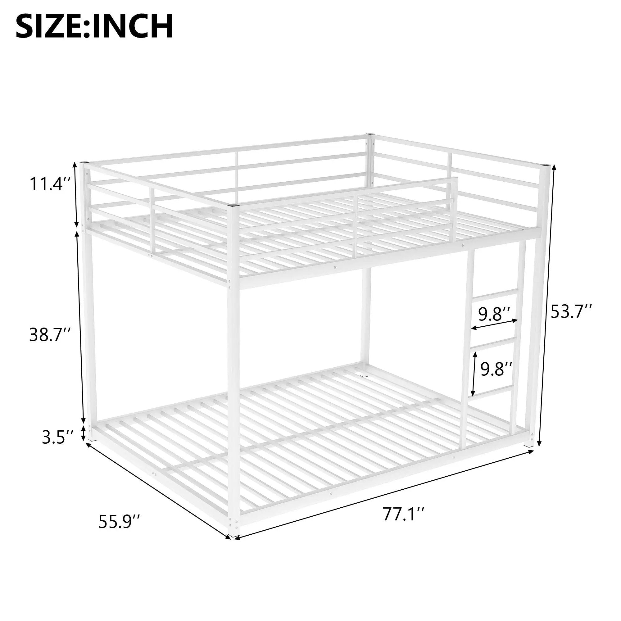 Metal Bunk Bed, Low Bunk Bed With Ladder by HouseOfZazla