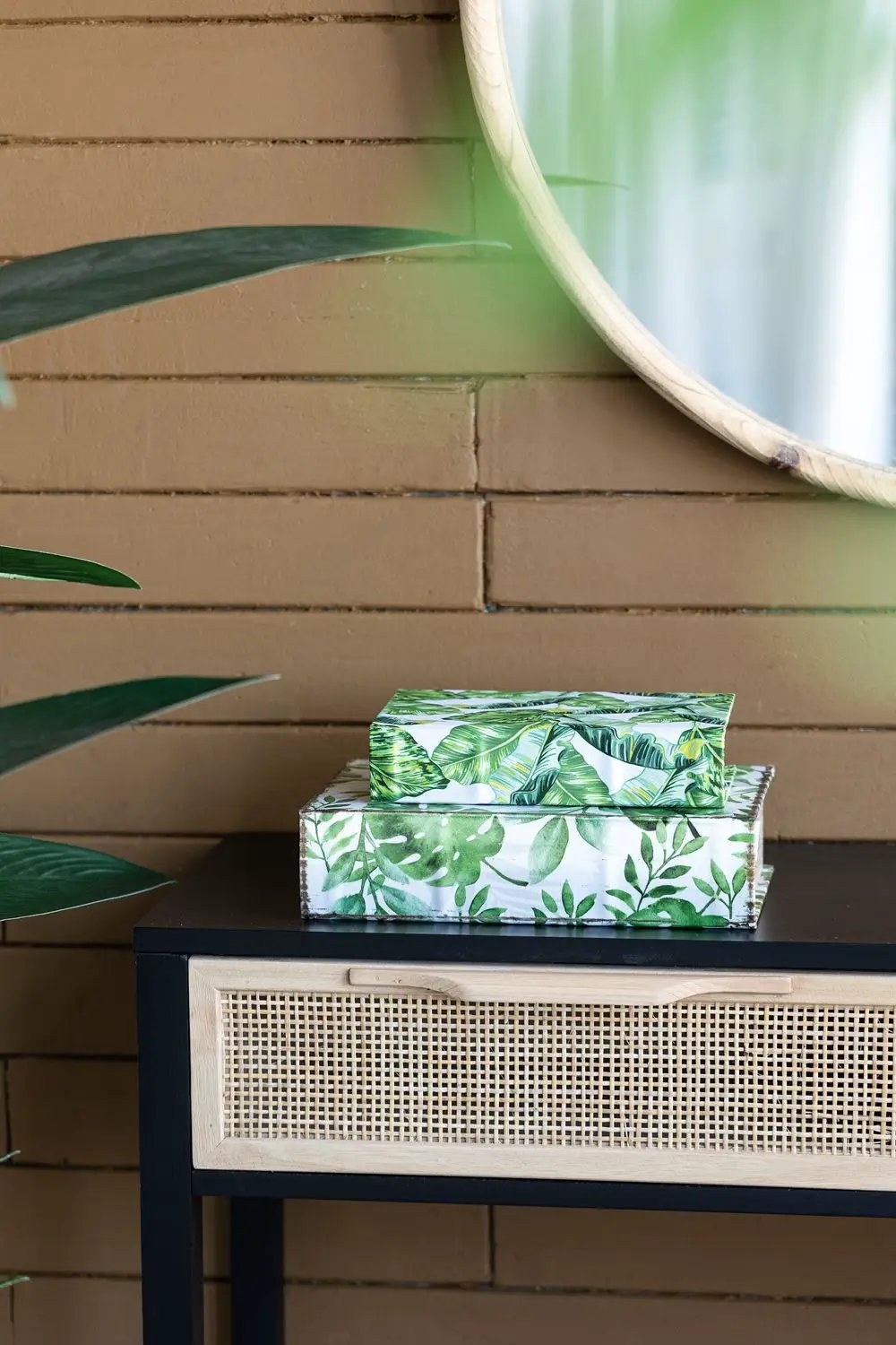 Botanical And Book Boxes (Set of 2) - White / Green by HouseOfZazla