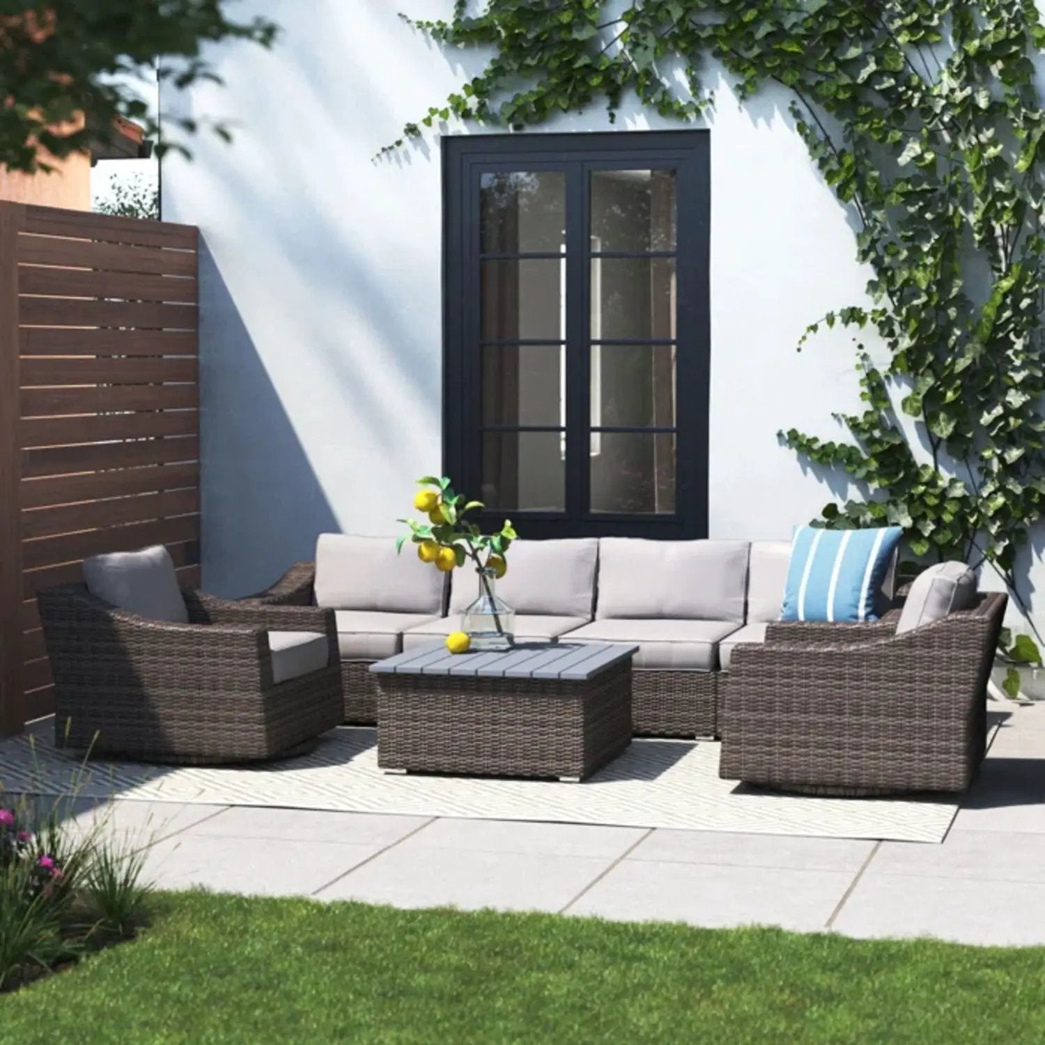 Stylish Sofa Seating Group With Cushions Perfect For Outdoor Gatherings by Unique Piece Furniture