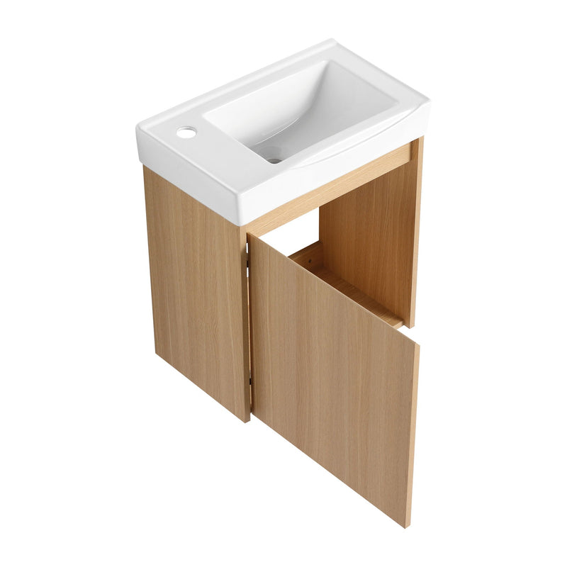 Modern Bathroom Vanity With Ceramic Basin, Wall Mounted Floating Sink Combo, Storage Cabinet by HouseOfZazla
