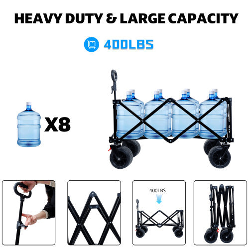 Foldable Wagon with Extended Tailgate and Large All-Terrain Wheels by HouseOfZazla
