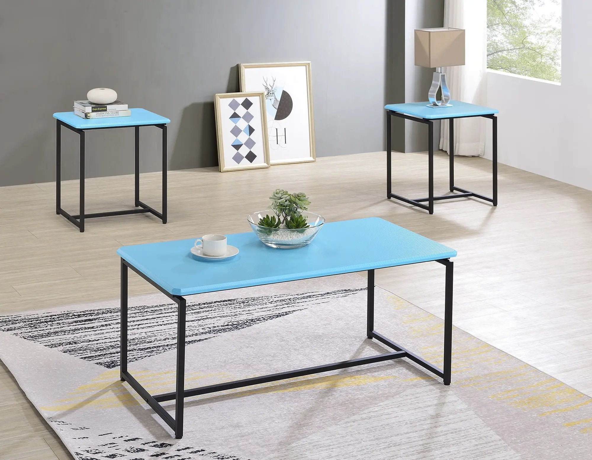 GT 3 Piece Carbon Fiber Wrap Coffee Table And End Table Set by HouseOfZazla