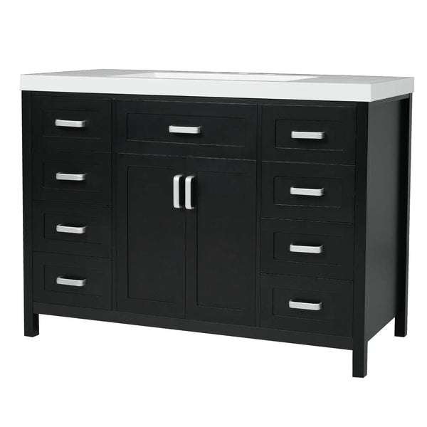 Bathroom Vanity With Sink, 2 Doors & 8 Drawers, Soft Close System