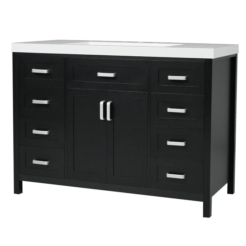 Bathroom Vanity With Sink, 2 Doors & 8 Drawers, Soft Close System by HouseOfZazla