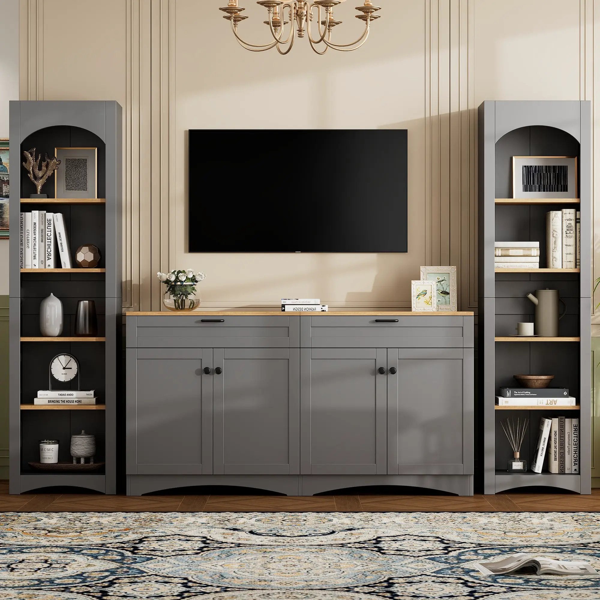 ON-TREND 3-Piece Farmhouse Entertainment Center by HouseOfZazla