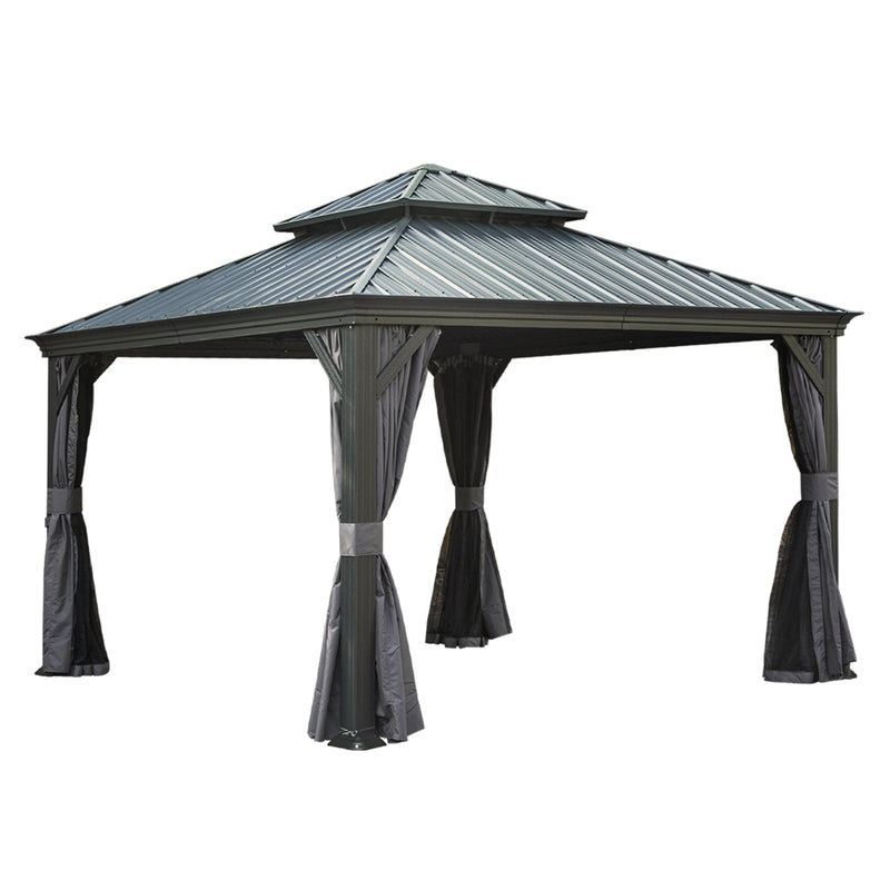 12'x12' Hardtop Gazebo Canopy with Galvanized Steel Double Roof by HouseOfZazla