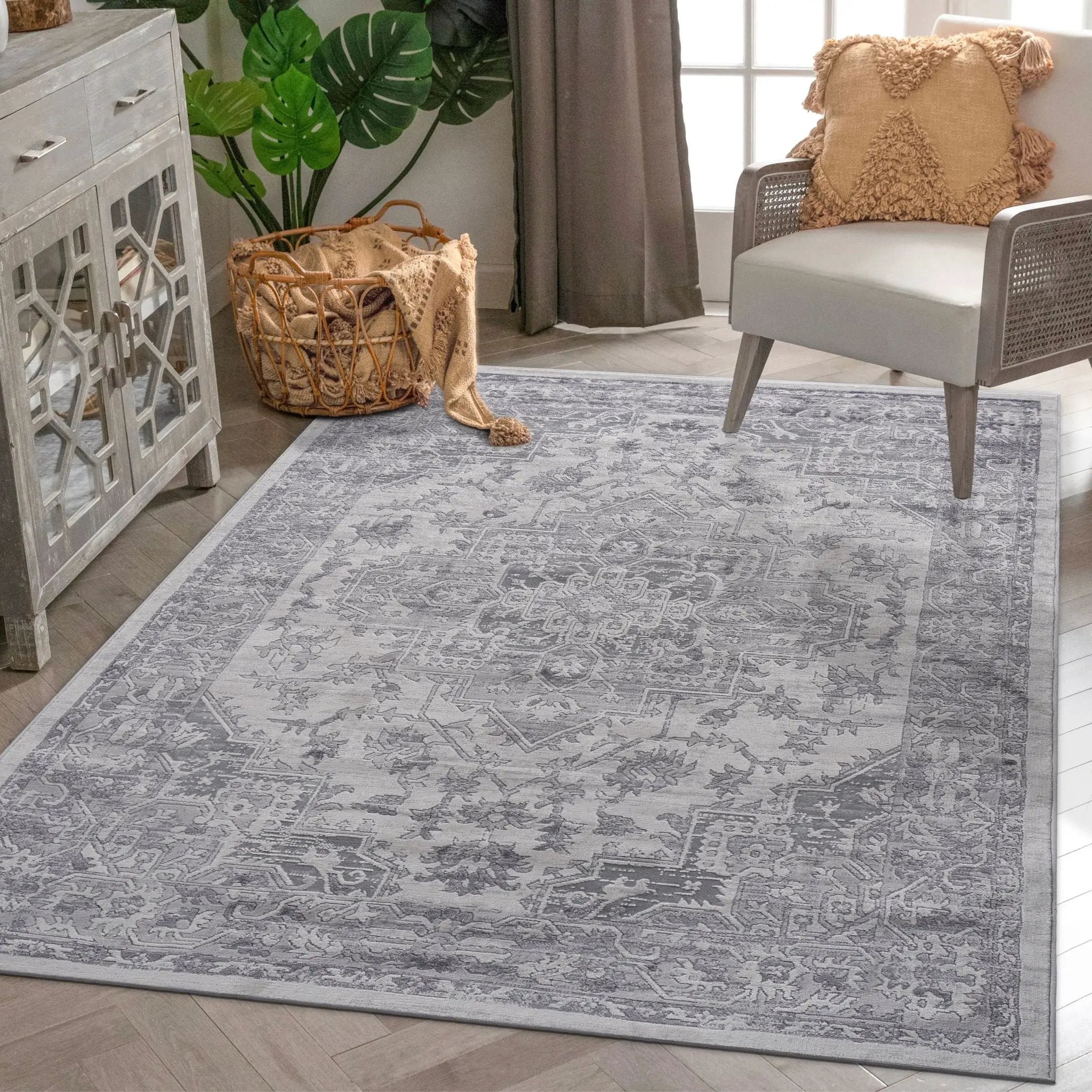 Marfi - 8' X 10' Oriental Area Rug - Silver by Unique Piece Furniture