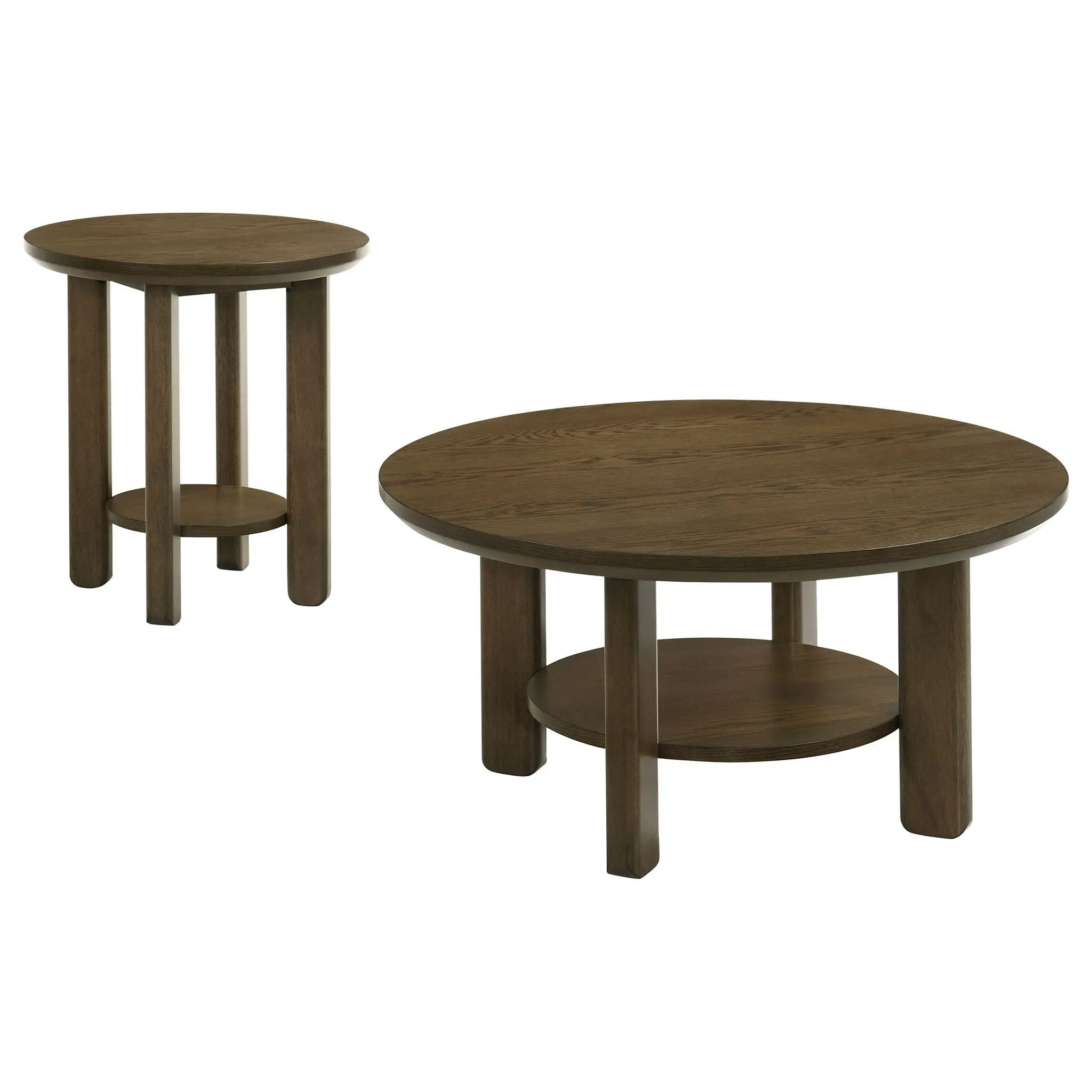 Ottowa 2-piece Round Wood Coffee Table Set Brown by Unique Piece Furniture