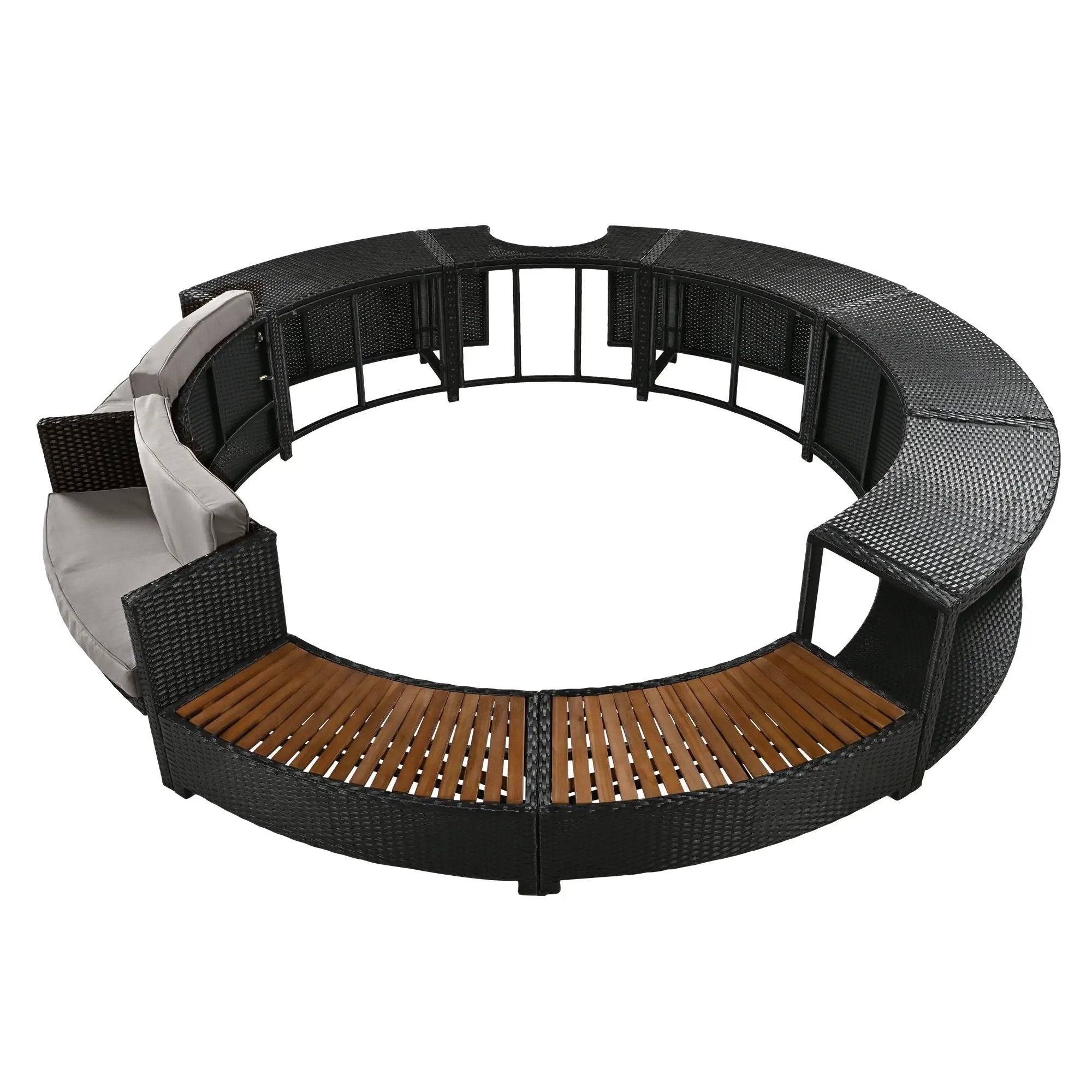 Spa Surround Spa Frame Patio Rattan Sofa Set With Storage Spaces, Mini Sofa And Comfortable Cushion For Patio, Backyard by HouseOfZazla