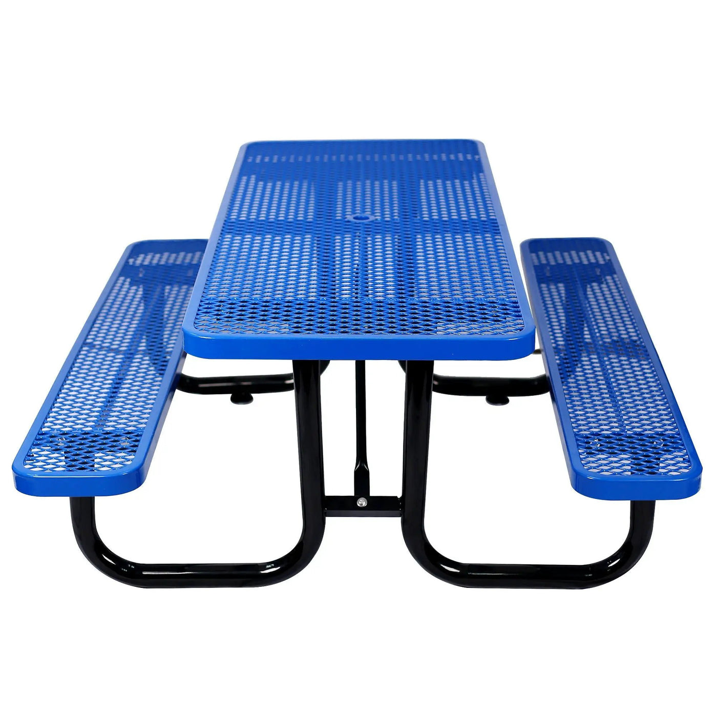 Rectangular Outdoor Steel Picnic Table With Umbrella Pole by Unique Piece Furniture