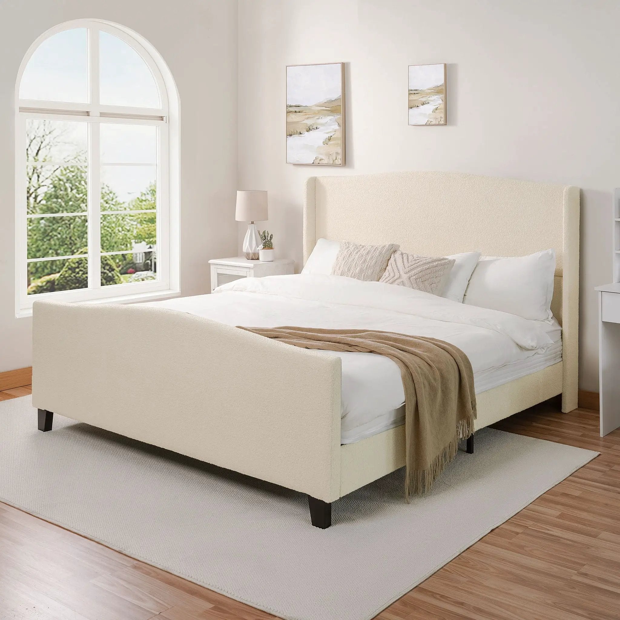 Platform Bed Frame With Tall Headboard And High Footboard by HouseOfZazla