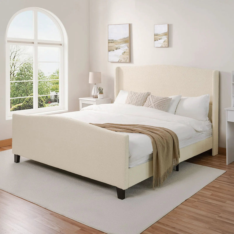 Platform Bed Frame With Tall Headboard And High Footboard by HouseOfZazla