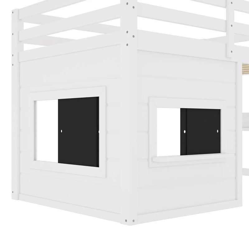 Twin Size Loft Bed With Sliding Chalkboard & Bookshelf by HouseOfZazla