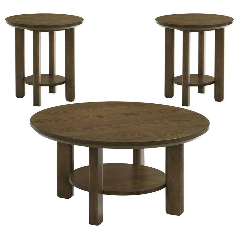 Ottowa 3-piece Round Wood Coffee Table Set Brown by Unique Piece Furniture