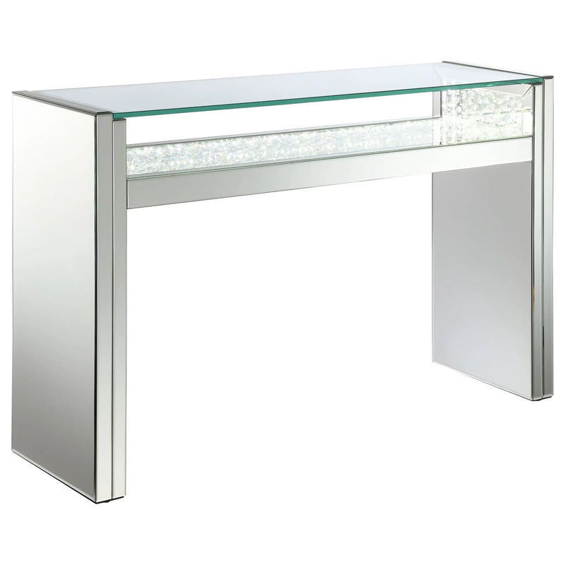 Edna Mirrored Console Table LED Lighting Silver by Unique Piece Furniture