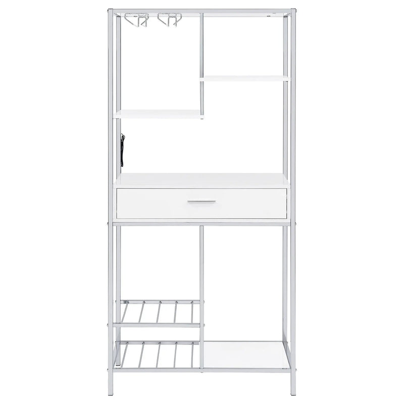 Figueroa 5-shelf LED Wine Storage Bar Cabinet White High Gloss by Unique Piece Furniture