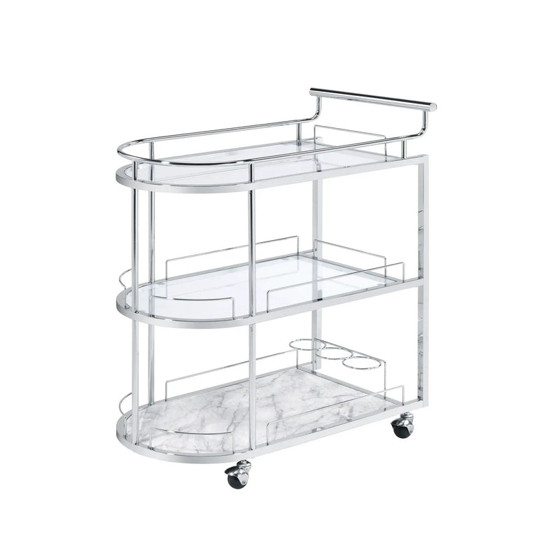 Inyo - Serving Cart - Clear Glass & Chrome by Unique Piece Furniture
