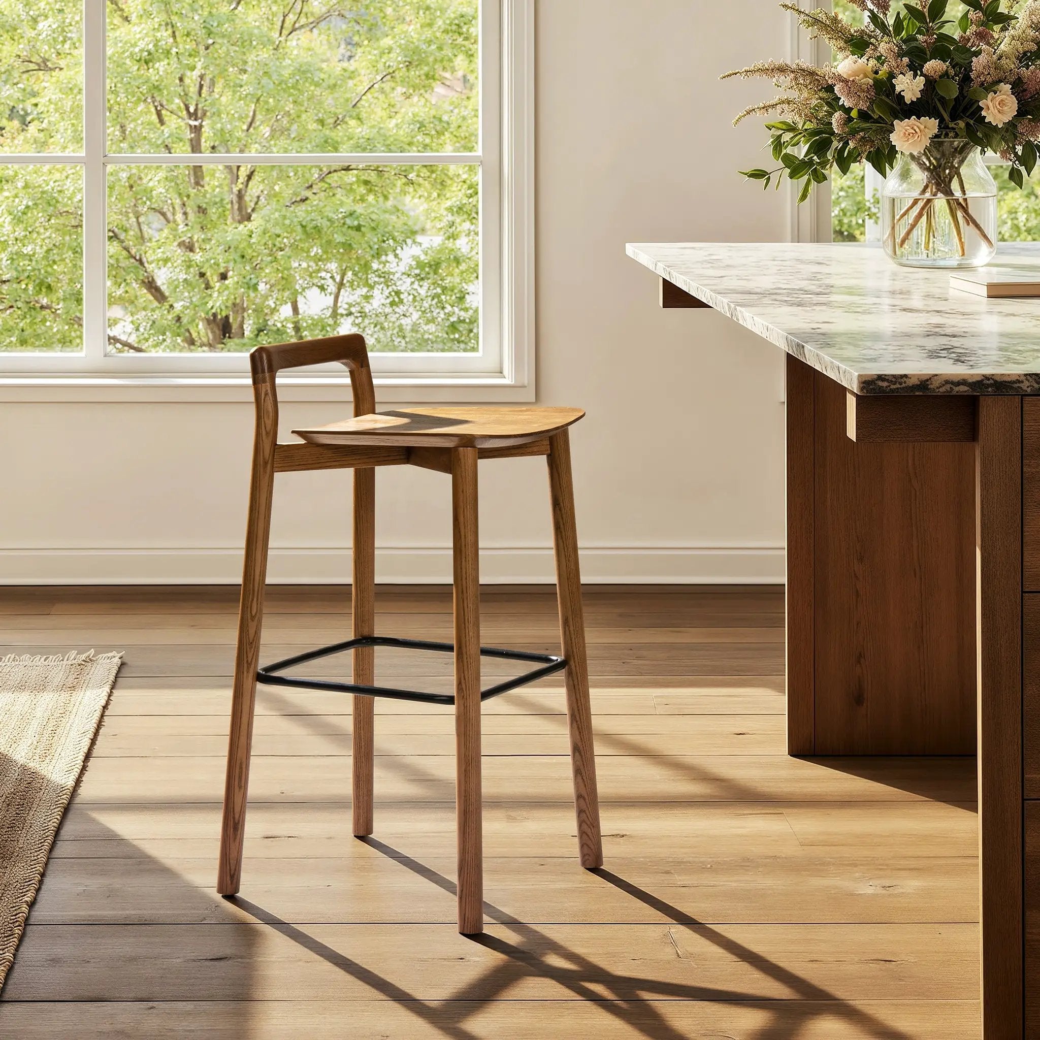 Sven 30" Modern Minimalist Low Back Wood Barstool by HouseOfZazla