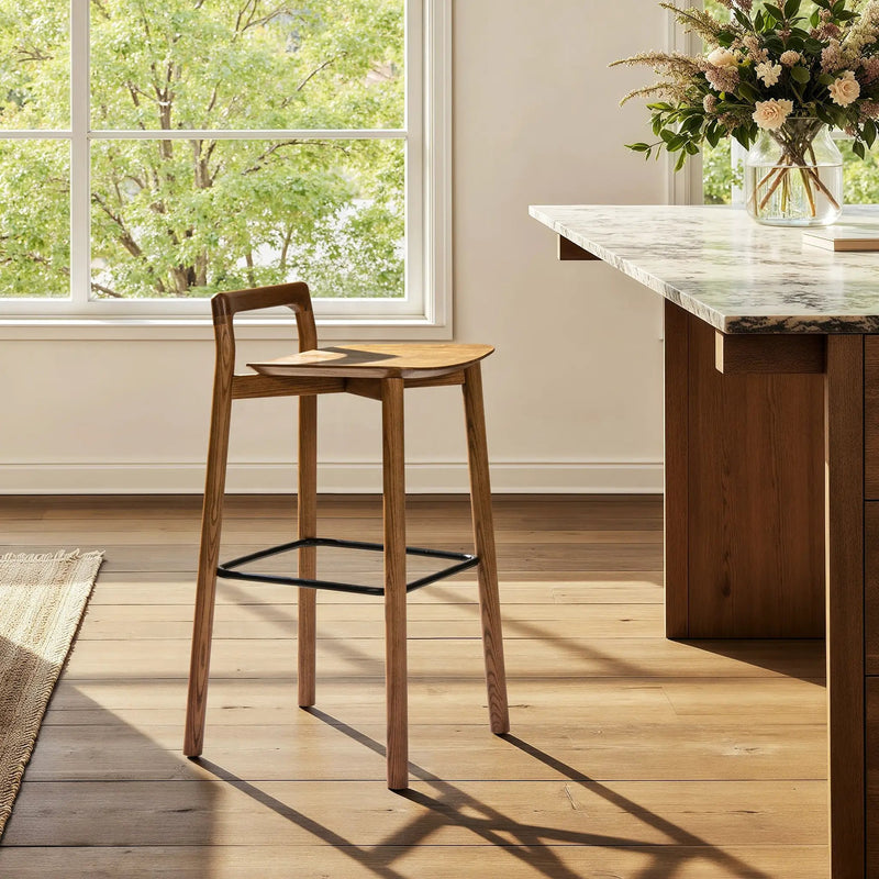 Sven 30" Modern Minimalist Low Back Wood Barstool by HouseOfZazla
