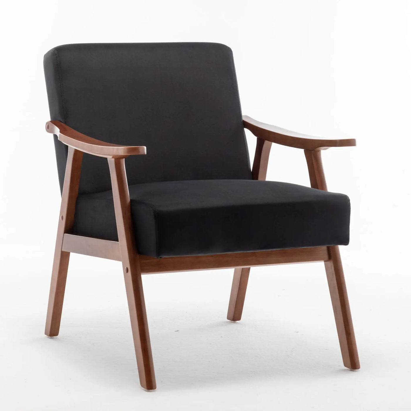 Mid Century Modern Accent Chair With Solid Wood Frame And Extra Thick Backrest by HouseOfZazla