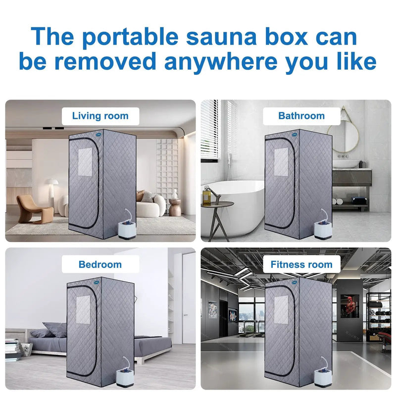 Portable Grey Mini Plus style Steam Sauna tent–Personal Home Spa, with Steam Generator, Remote Control, Foldable Chair, PVC pipes. Easy to Install,fast heating, with FCC & UL Certification by HouseOfZazla