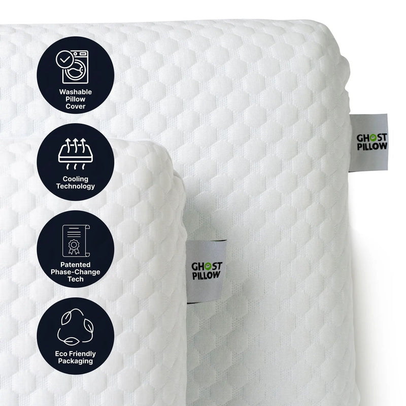 Ghostpillow - Gel Memory Foam Pillow With Cooling Technology, Made Of High Performance Foam - White by HouseOfZazla