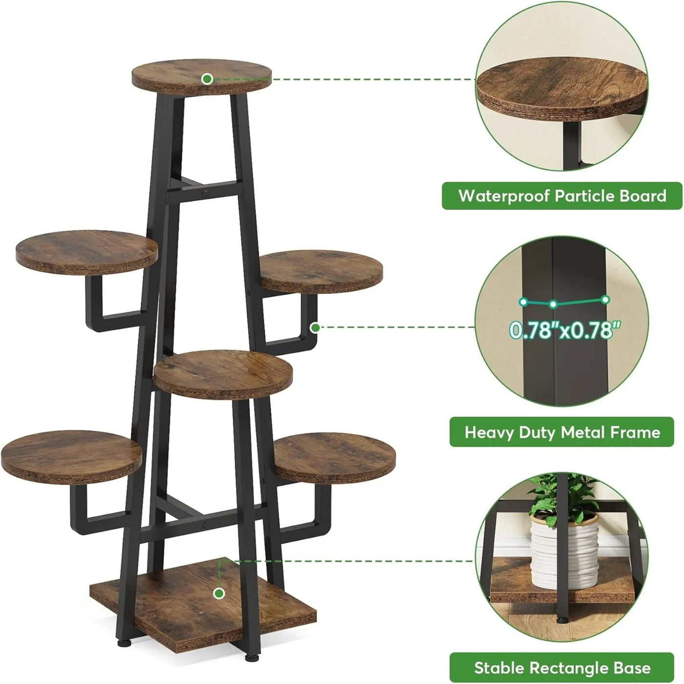 7 Tier Corner Plant Shelf With High Low Design For Living Room by HouseOfZazla